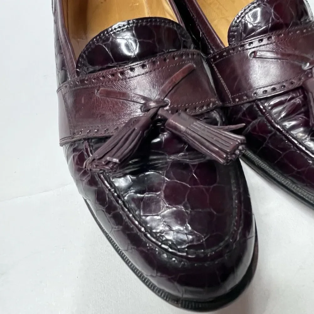 JOHNSTON & MURPHY Burgundy  Kiltie Tasseled Loafers Italy Mens 9M